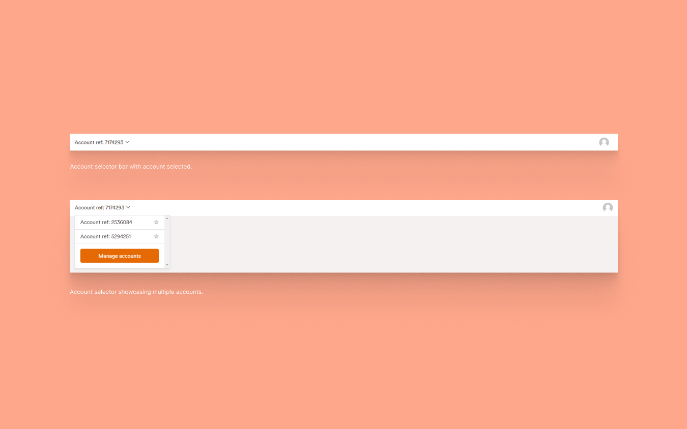 The image shows an consumer account selection with only one account.