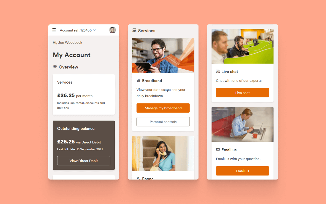 The image shows a Dashboard/Home page view on mobile.