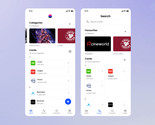 Image shows multiple screens of Stack app.